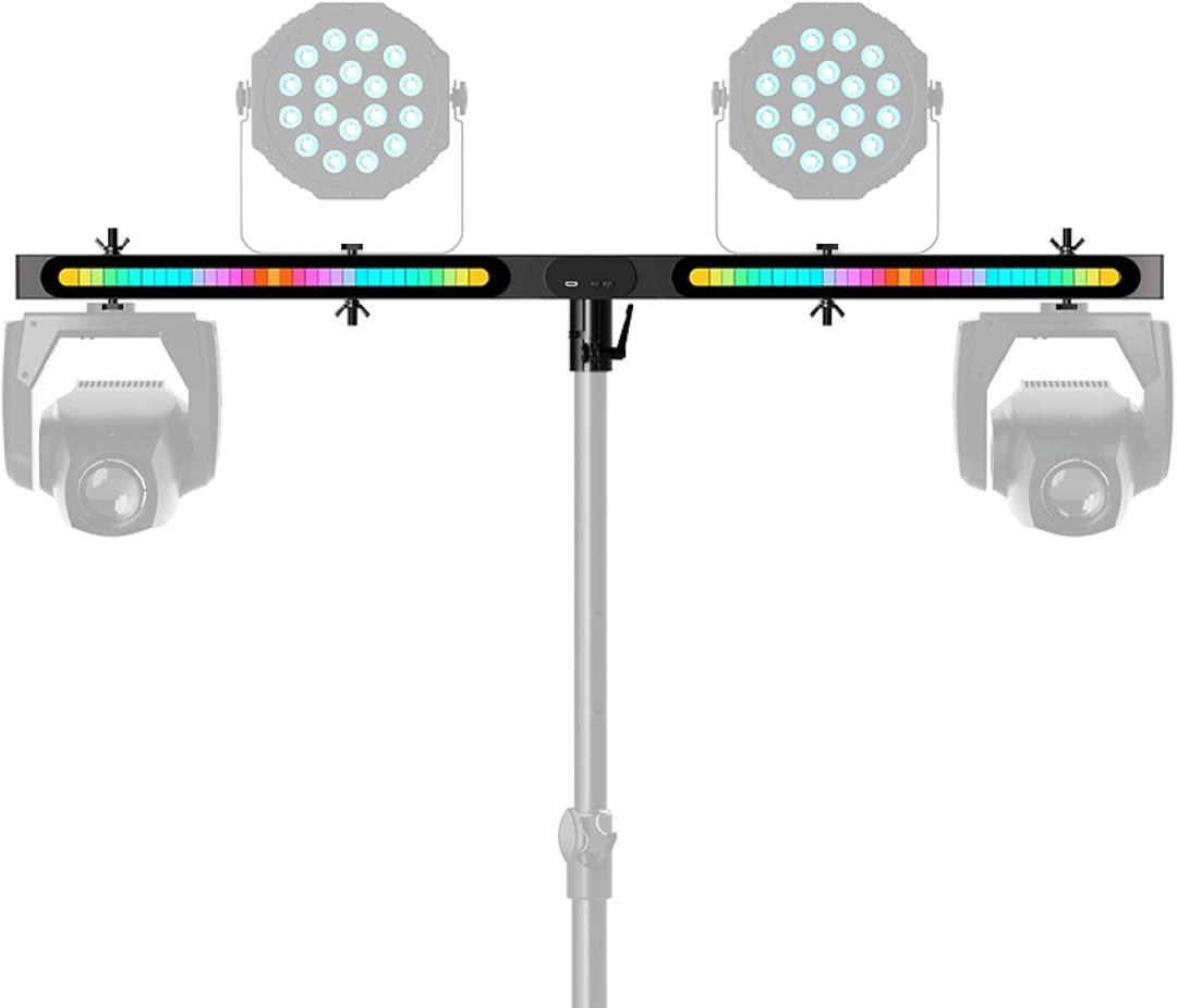 DJ Light T-Bar Extension Cross Bar, 39.3 Inch 12 in 1 Rechargeable DJ Lighting for Par Can Strobe Light, for Stages, Banquet, Party, Suitable for 35mm Diameter Pole (Stand Not Include)