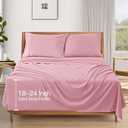 SiinvdaBZX Extra Deep Pocket Queen Sheets Set - Fits Mattress Up to 24 Inches Thick - 4 Piece Pink Deep Pocket Sheets for Air Mattress - Soft 1800 Thread Count Fitted Sheet with Side Pocket