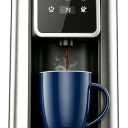 Karosie Single Serve Hot & Iced Coffee Maker for K Cup and Grounds, Single Cup 6-14 Oz Brew Sizes, 50oz Removable Tank, Descaling Reminder, Stainless Steel, Black