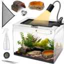 AZV Reptile Terrarium Starter Kit,8 Piece Small Reptile Tank with Escape-Proof Locks,Mesh Top,Multi-Vent Compatible Habitat,Durable Clear PC,Easy-Clean Waterproof Base for Geckos,Frogs,Spiders Large (15.6*10*8IN)