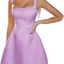 BIRENEROBE Satin Short Prom Dress for Women A Line Homecoming Cocktail Party Gown,  Size 10