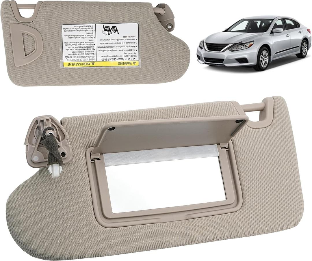 Left Driver Side Sun Visor with Light,Sunvisor with Mirror Compatible with Nissan Altima 2013-2018.Replace# 96401-3TA2A
