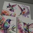 NIIORE 4 Piece Watercolor Hummingbird Wall Art Set, Boho Floral Bird Nature Canvas Prints Posters for Living Room Bedroom Bathroom Home Decor, 8x10 Inch Unframed