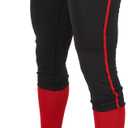 CHAMPRO Girls' Tournament Low-Rise Youth Softball Pants with Braid (X-Large, Black, Scarlet Pipe)