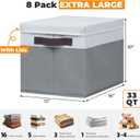 Extra Large Storage Baskets with Lids 8 Pack, 33 QT Blanket Basket for Organizing/ Stackable Decorative Closet Organizers and Storage Box for Clothes Towels/ Toy Organizers Bins with Handles/ 16x12
