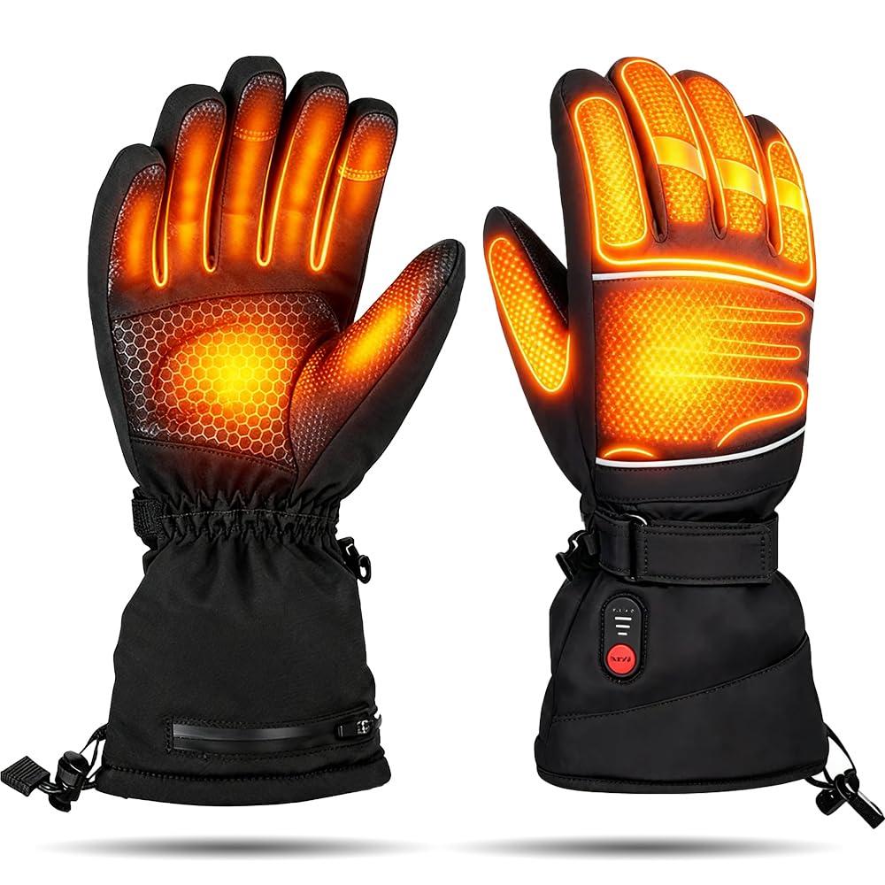 RARE SPACE Heated Gloves for Men Women -7.4V Fast Heating, Waterproof & Upgrade Non-Slip Electric Heating Glove for Motorcycling, Hunting, Skiing, Outdoor Work (Large)