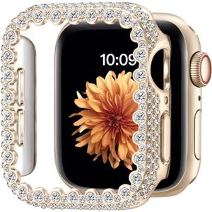 Bling Bumper Case Compatible with Apple Watch Series 6/5/4/SE 3/SE 2/SE 44mm, Diamond Protective Face Cover for Women,Hard PC Frame for iWatch 44mm
