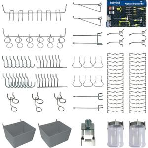 Pegboard Metal Hooks Kit 90PCS - Heavy Duty Utility Set for Garage & Workshop Organization, Wall Hanger Holder with Locks, No Tools Needed, Storage Accessories