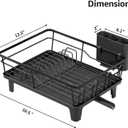 Urackify Dish Drying Rack for Kitchen Counter, Sink Dish Rack with Drainboard 12.2" W x 16.5" L, Large Dish Drainer with Cutlery Holder, Home Countertop Plate Dryer Storage Rack, Black
