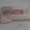Wireless Keyboard and Mouse, Full-Size Typewriter Keyboard with Retro Round Keycaps, Ergonomic Design, Compatible with Windows PCs, Ideal for Home and Office. (Milk Tea) (Brown)