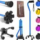 LIXIANG Walking Canes Stablize Women Quad Canes for Seniors & Adults Foldable Adjustable for Men & Women Heavy Duty Freestanding Cane for People with Leg Injuries 3 footings (Blue)