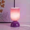 8.9" Modern Glass Table Lamp for Living Room, Dimmable Desk Lamps for Bedroom, UL Listed Nightstand Lamp with Dome Base, End Table Lamps for Home, Side Tables, College Dorm, Office, Glossy Purple