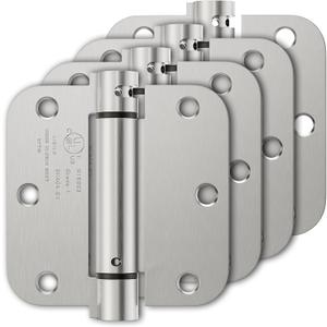 Luxbaro 4 Pack Self Closing Door Hinges, 3.5 Inch Spring Loaded Hinges with 5/8'' Radius Corners, Adjustable Tension for Garage, Front Door, Back Door, for Left and Right Hand Door, UL Listed