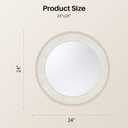 Round Wall Mirror Décor, 24" Large Farmhouse Mirror (White)