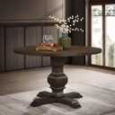 Roundhill Furniture Havre Pedestal Base Round Dining Table, Espresso 47.2"D x 47.2"W x 28.74"H