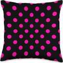 Polka Dot Black and Pink Pattern Throw Pillow (16x16)
