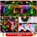 2 Pcs Christmas Bulbs String Lights 6.6ft 10 LED Snow Globe Lamp Spherical Lights with Tree Snowman Candy Santa Claus Gift Box for Bedroom Table Party Battery Operated (Colorful Light)
