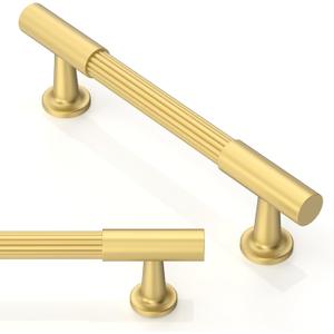 10 Pack Brushed Gold Cabinet Pulls 3.75 Inch(96mm) Kitchen Cupboard Handles Solid Heavy Duty Zinc Alloy Drawer Pulls