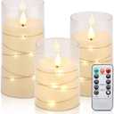 Aignis Flickering Flameless Candles Battery Operated Candles LED Candles with Remote Timer for Home/ Wedding/ Birthday/ Holiday Decor, Warm White 3D Flame Set of 3 (D3 xH4 5" 6")