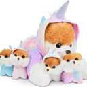 PixieCrush Dog Stuffed Animals - Bernese Mommy with 4 Puppies in Her Tummy - Huggable and Fluffy Dog Plushies for Imaginative Play - Plush Toys Suitable for Kids 3 Years Old and Above - 5" x 10" x 8"