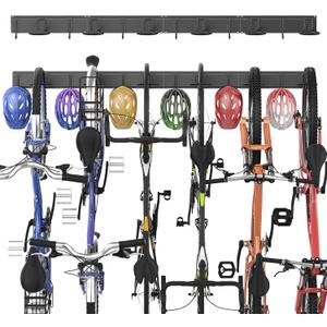 Ultrawall Bike Storage Rack, Wall Mount Bicycle Rack Vertical Bike Hanger for Garage, Home, 6 Bike Racks & 6 Helmet Hooks, Holds Up To 660lbs
