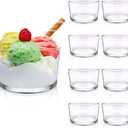 SNOMEL 8 Pieces Clear Small Trifle Bowl Cups Set, 6.76 OZ Serving Mini Glass Dessert Bowls Modern Design, Crystal Trifle Dish Centerpiece Decorative for Ice Cream Salad Fruit Cakes Party Pudding