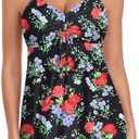 Jollkichay Tankini Swimsuits for Women Two Piece Bathing Suits Tummy Control Swimsuit Flowy Tank Top with Boyshort SwimwearXXL