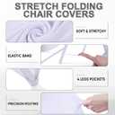 Lounsweer 50 Pcs Folding Chair Cover Set with 25 Stretch Spandex Slipcovers 25 Satin Chair Sashes Bows Ribbon Washable Banquet Protector for Wedding Event Party(White, Black)