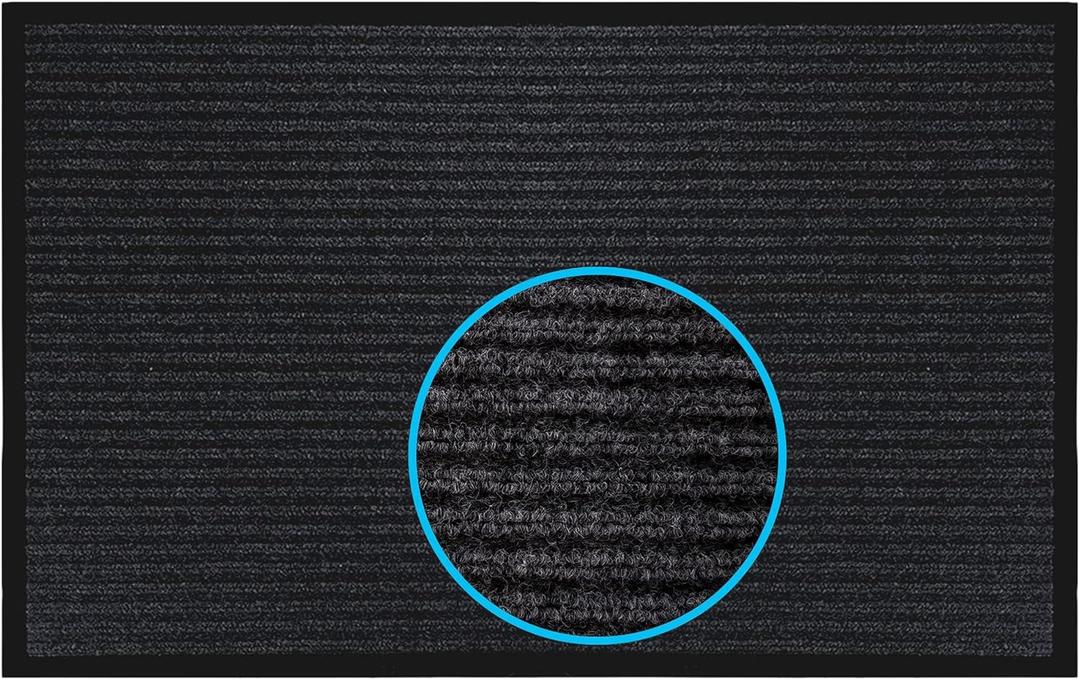 LuxUrux Durable Rubber Door Mat, Heavy Duty Doormat, Indoor Outdoor, Easy Clean, Waterproof, Low-Profile Mats for Entry, Patio, Garage, High Traffic Entrance Ways (3 x 5 Feet, Black) (Striped Black)