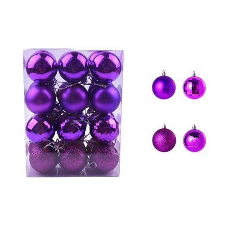Christmas Balls,24PCS Ornaments for Xmas Tree,1.57INCH Hanging Ball for Small Christmas Tree Decorations,Party Decorations (Purple)