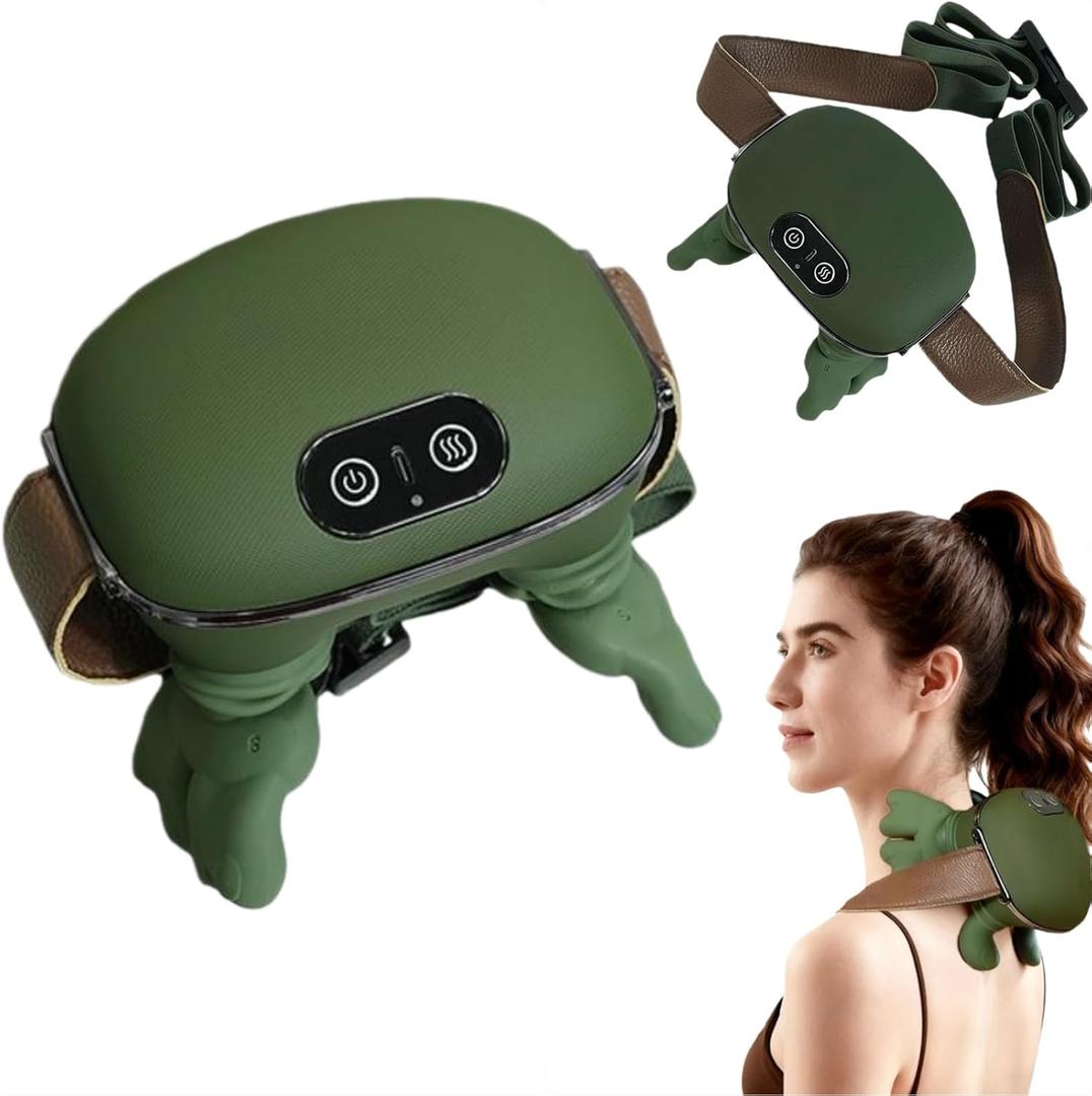 Neck Massager, 2026 New Neck and Shoulder,Necks Massager with Heat,Portable Hand Shoulder and Back Massagers,Back Shoulders Massagers with Fingers Traction Function Real Hand USB Rechargeable