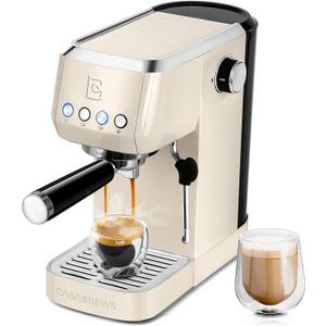 CASABREWS 3700 Essential Espresso Machine 20 Bar, Stainless Steel Coffee Maker with Steam Milk Frother, Espresso Coffee Machine Cappuccino Latte Machine with 43.9oz Removable Water Tank, Creamy