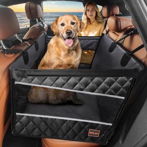 MIXJOY Dog Car Seat for Large Medium Dogs, Back Seat Extender for Pets, Waterproof Pet Carseat for Medium Sized Dog, Hammock for Pet, with Storage Pocket for Cars/SUV/Truck (L-28 * 22 * 20.5in)