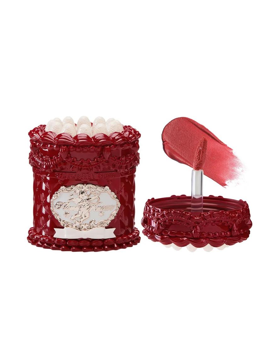 Flower Knows Strawberry Cupid Cake Lip Cream,Velvety-Smooth Matte Liquid Lipstick,Hydrating,Smudge-proof & Stain-Free Lip Stain(V09 Velvet,0.17 Fl Oz)