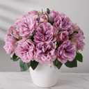 florisso Purple Rose Artificial Flowers - 13 Branches Silk Roses for Home Decoration, Wedding Floral & Party Decor (Faux Rose Flowers) (Small)