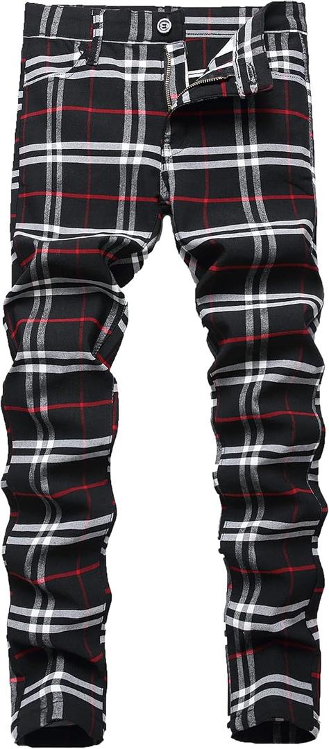 NOVOCCT Plaid Pants for Men - Skinny Mens Dress Pants - Stretch Slim Fit Business Casual Dress Chinos for Men, Size: 48