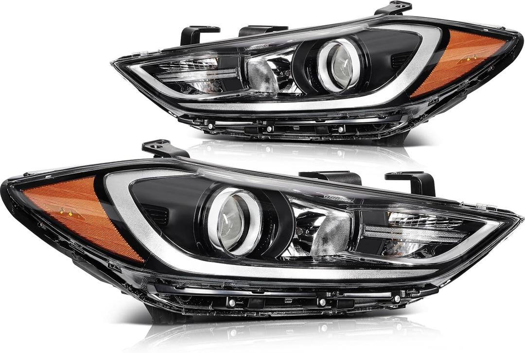 Headlight Assembly Fit for Hyundai Elantra 2017-2018 Driver and Passenger Side Headlamp Bulbs Not Included 92101F3000 92101-F3000