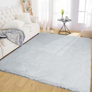 Latepis Grey Rugs for Bedroom 5x7 Rug Large Area Rug Fuzzy Shag Rug Washable Faux Rabbit Fur Rug Throw Rugs for Living Room Floor Nursery Kids Rug Home Decor