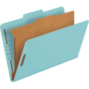 Pendaflex Recycled Classification File Folders, 1 Divider, 2" Embedded Fasteners, 2/5 Tab Cut, Legal Size, Light Blue, Box of 10 (28777R)