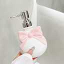Cute Ceramic Pump Bottle with Bow, Refillable for Hand Soap, Dish Soap, Lotion or Shampoo  Bathroom & Kitchen Use