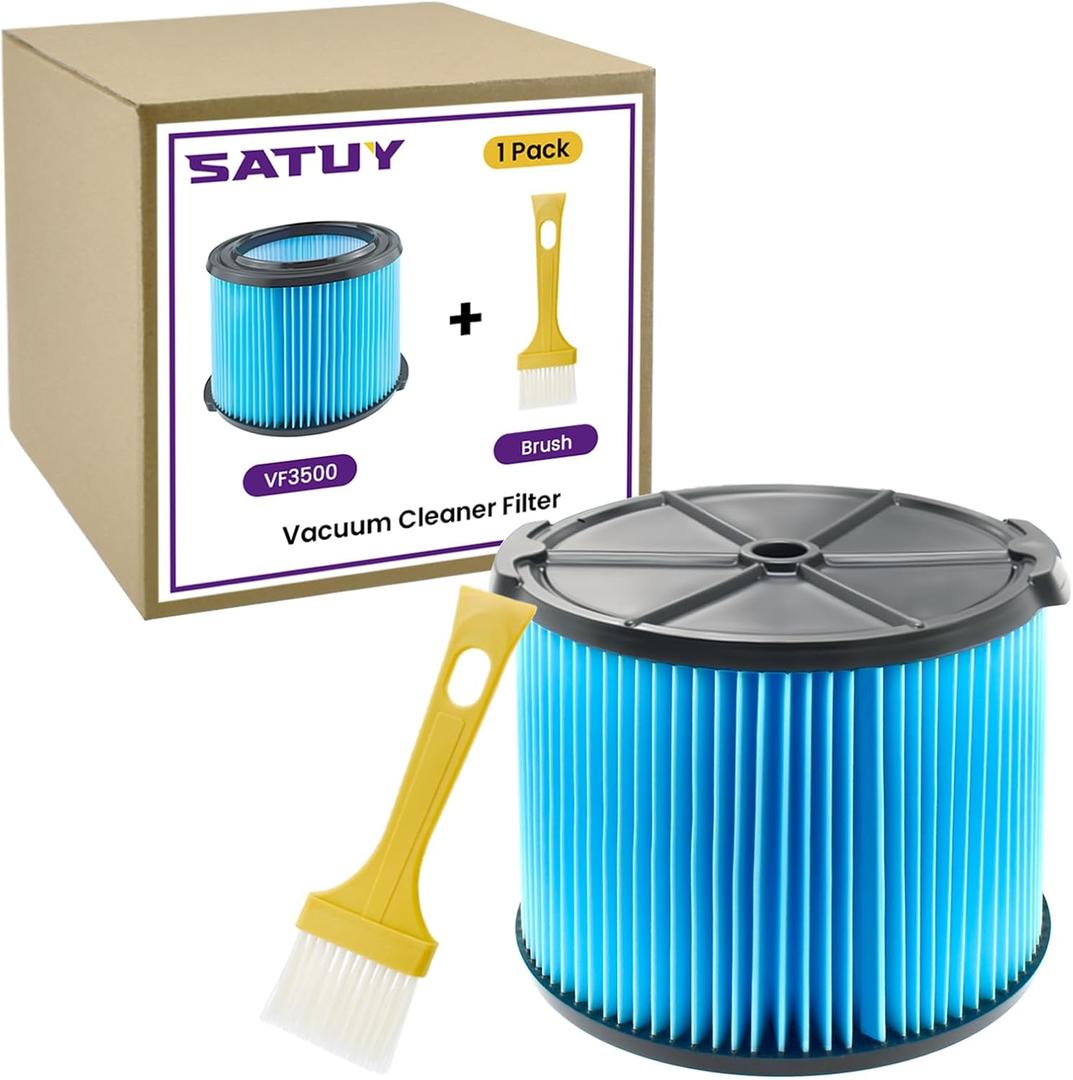 VF3500 Filter for Rid-gid Shop Vacuum, 3 Layer Replacement 3-4.5 Gallon Wet Dry Vac Filter with Cleaning Brush Compatible with WD3050, WD4070, WD4080, WD4522, 4000RV, 4500RV (1 Pack)