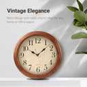 ZELVON amusediy 16-Inch Wood Wall Clock with Large Numbers, Retro Round Brown Clock Wall, Silent Non-Ticking for Living Room, Kitchen Wall Clocks