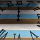 Blue Office Wall Clock Wood Solid Extra Large Wall Clocks Battery Operated 24 Inch Rustic Wall Clock Silent Non Ticking