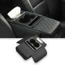 Car arm Rest Cover Pad, 5-in-1 Center Console Cover with Cup Holder, Tissue Box Slot, Mobile Phone Storage Slot, Suitable for Most Car Console Organizer, 13.8''x7.1''x3.0'', (Black)