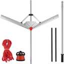 UBALANCE Weed Cutter for Lake Pond, Aquatic Weed Rake, Throwable Water Plant Cutting Tool Sharp V Blade with Cover, 37" Cut Width, 63" Long Handle, 30FT Rope