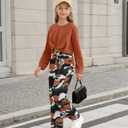 Girls 2 Piece Outfits Long Sleeve Twist Front Shirts and Camo Pants Sets for Fall Winter Sweatsuits Size 5-14Y (7-8 Years)