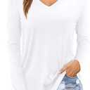 Amoretu Womens Tshirts V Neck Short Sleeve Tops Tee Solid Color Blouse Size L