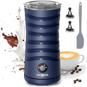 Milk Frother, Paris Rhne 4-in-1 Milk Steamer and Frother, Hot & Cold Foam Milk Warmer with Temperature Control, Auto Shut-Off Frothers for Coffee, Latte, Cappuccino, Macchiato, Blue