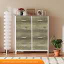 Sweetcrispy 8 Drawer Dresser for Bedroom Large Fabric Storage Tower Organizer Chest of Drawers with Metal Frame and Wooden Top for Nursery Closet Living Room Entryway, Oak Finish, 31.5"D x 11.8"W x 36.4"H