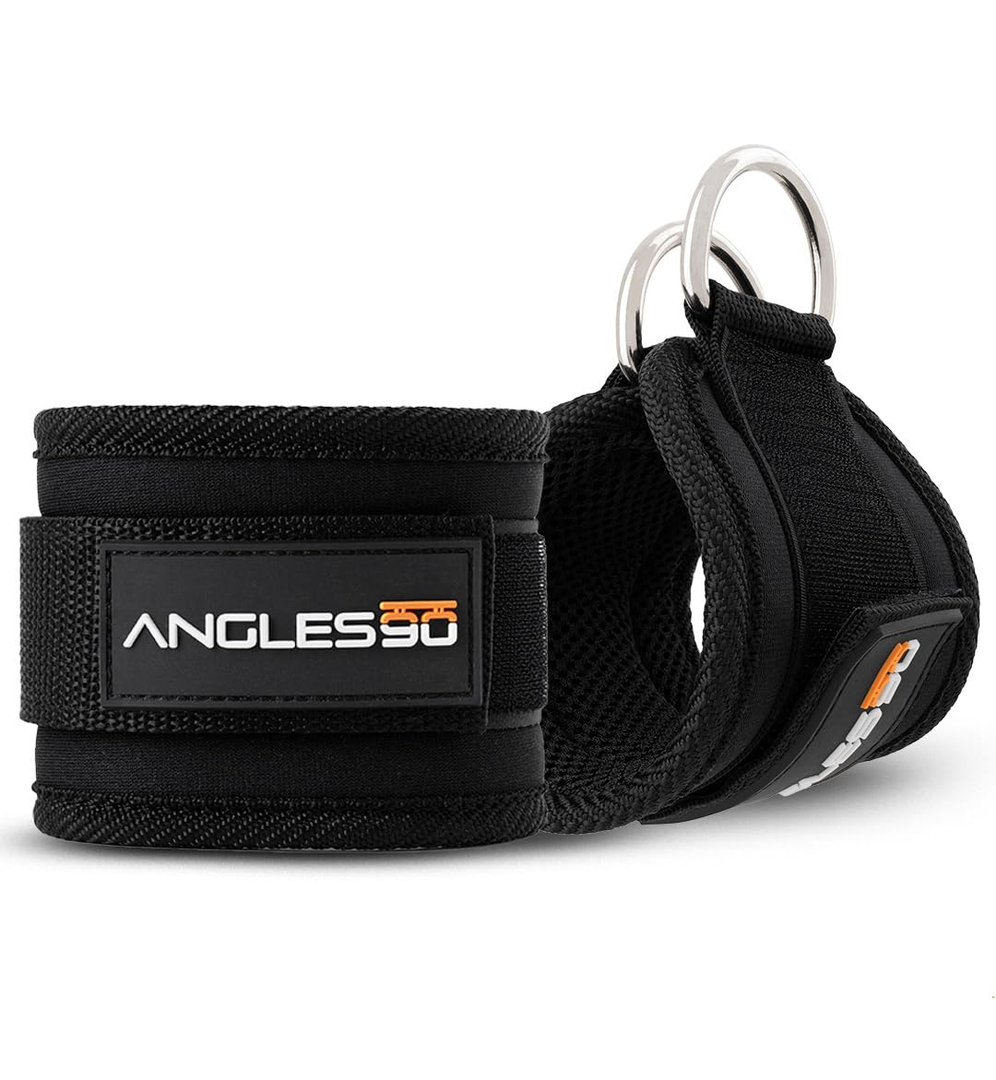 A90 Ankle Straps - Skin Friendly and Cushioned Gym Cuffs for Leg and core Exercises, Attachment for Cable Machines, Double Steel Hooks…